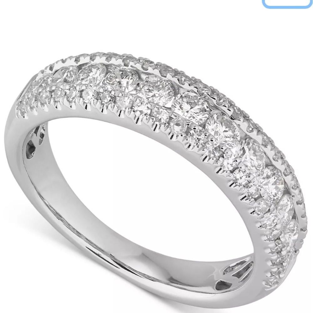 Diamond Three Row Band 1ct t.w. In 14ct white gold.